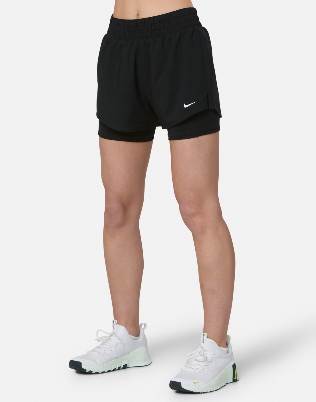 Women's Nike One 2-In-1 3in Shorts in Black/White | Small