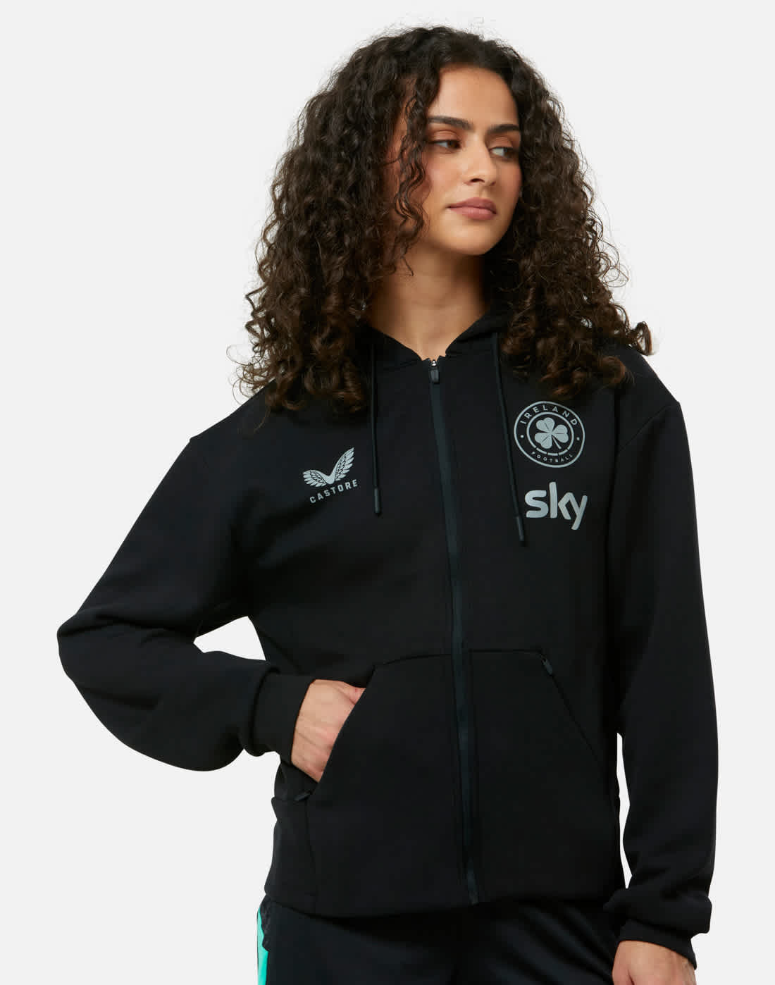 Women's Castore Ireland Travel Full Zip Hoodie in Black