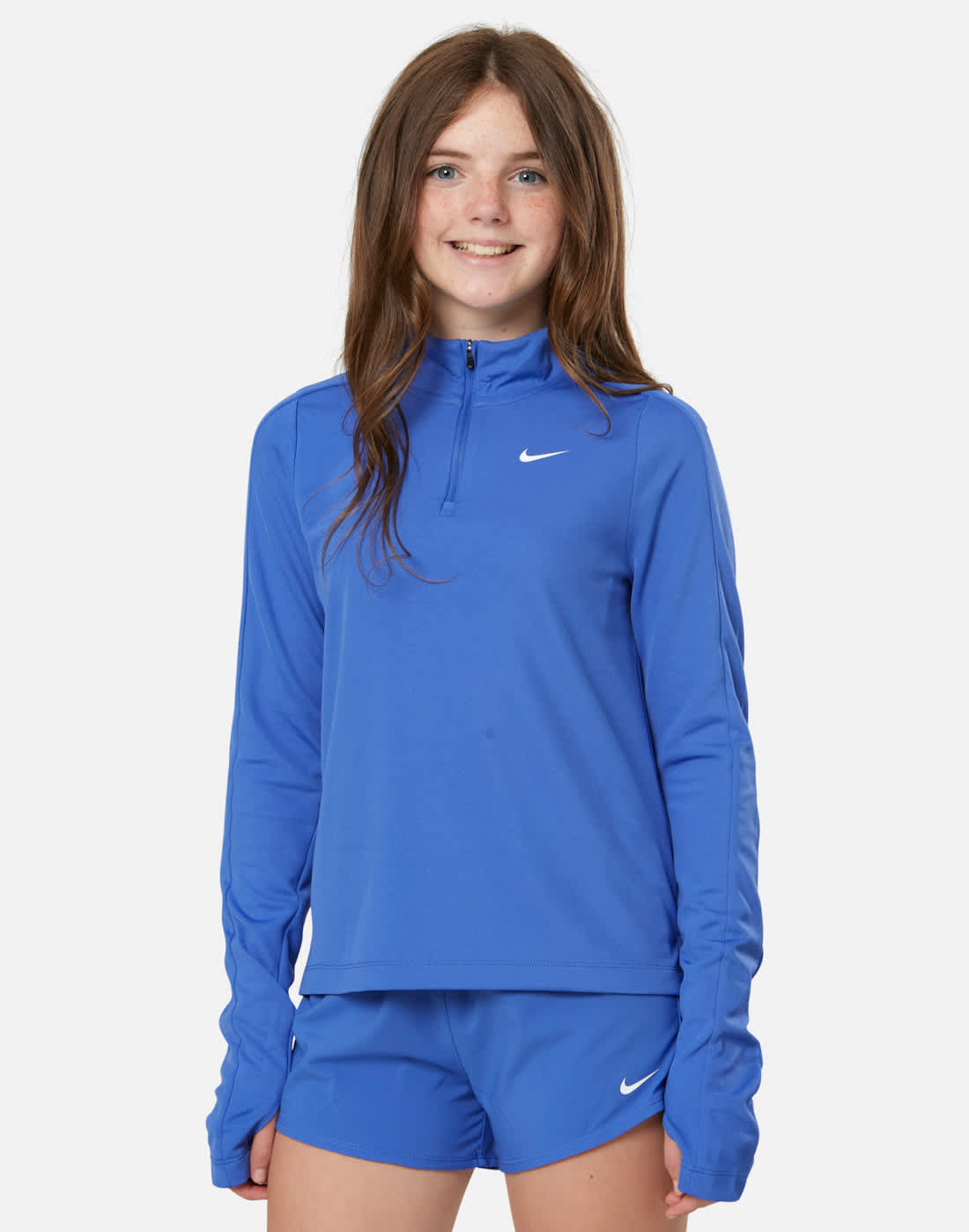 Nike Older Kids Half Zip Top in Blue/White | Small | Polyester