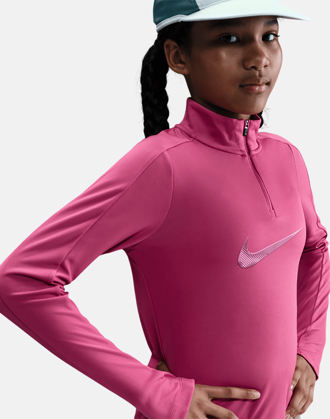 Nike Older Kids Half Zip Top in Pink | XL | Polyester