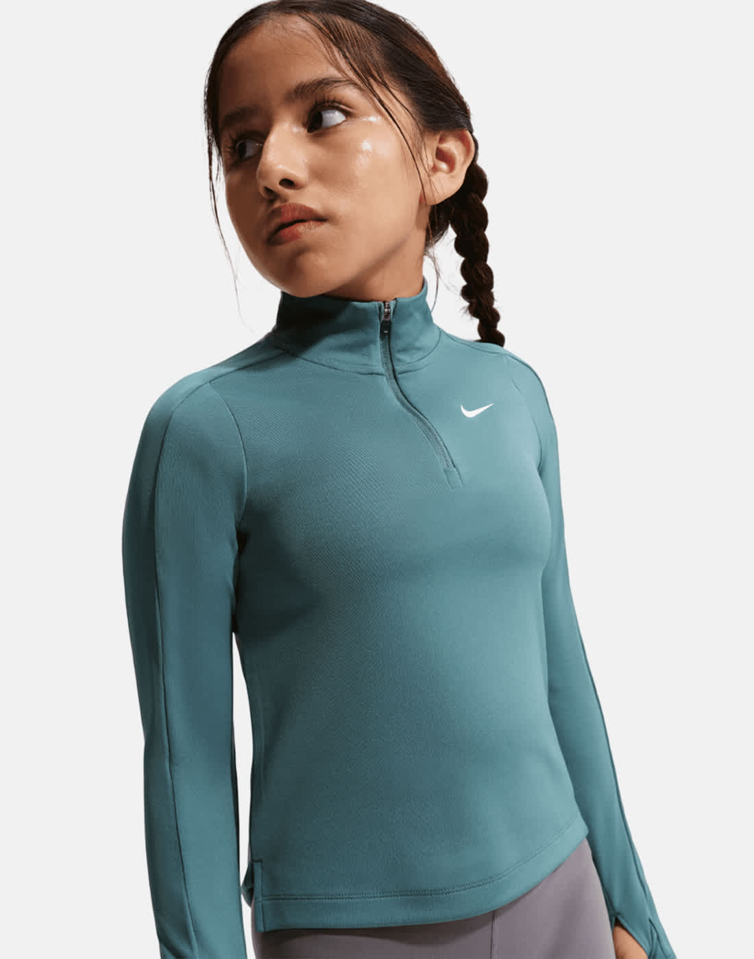 Nike Older Kids Half Zip Top in Green/White | Large