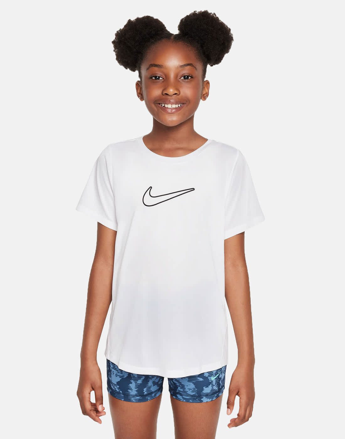 Nike Older Kids One T-Shirt in White/Black | XS | Polyester