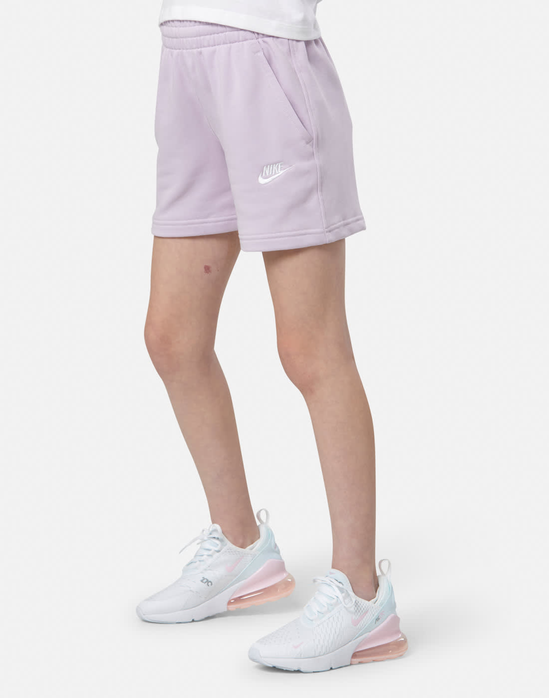 Nike Older Kids Club Fleece 5in Shorts in Purple/White | XL