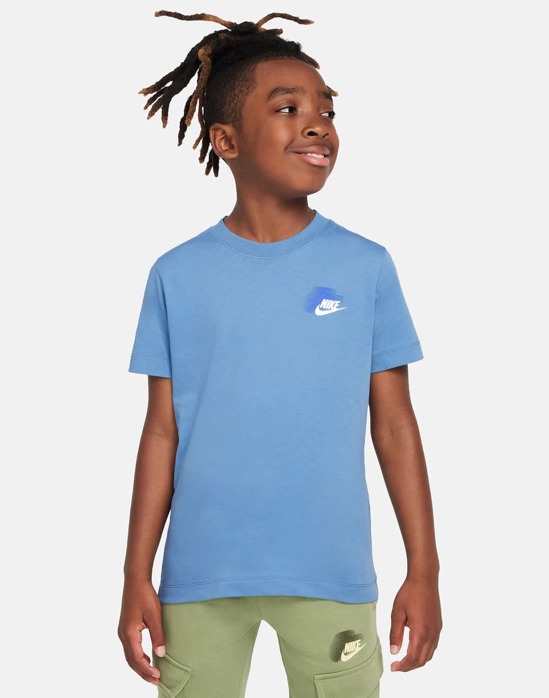 Nike Older Kids Sport Inspired Graphic T-Shirt in Blue | Large | Cotton