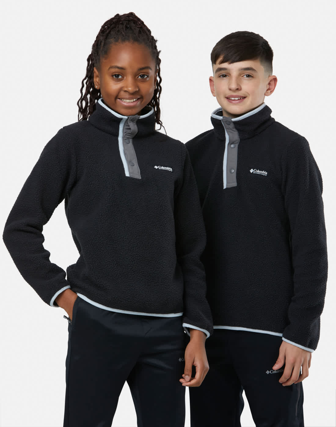 Columbia Older Kids Helvetia Half Snap Top in Black/Grey | Fleece