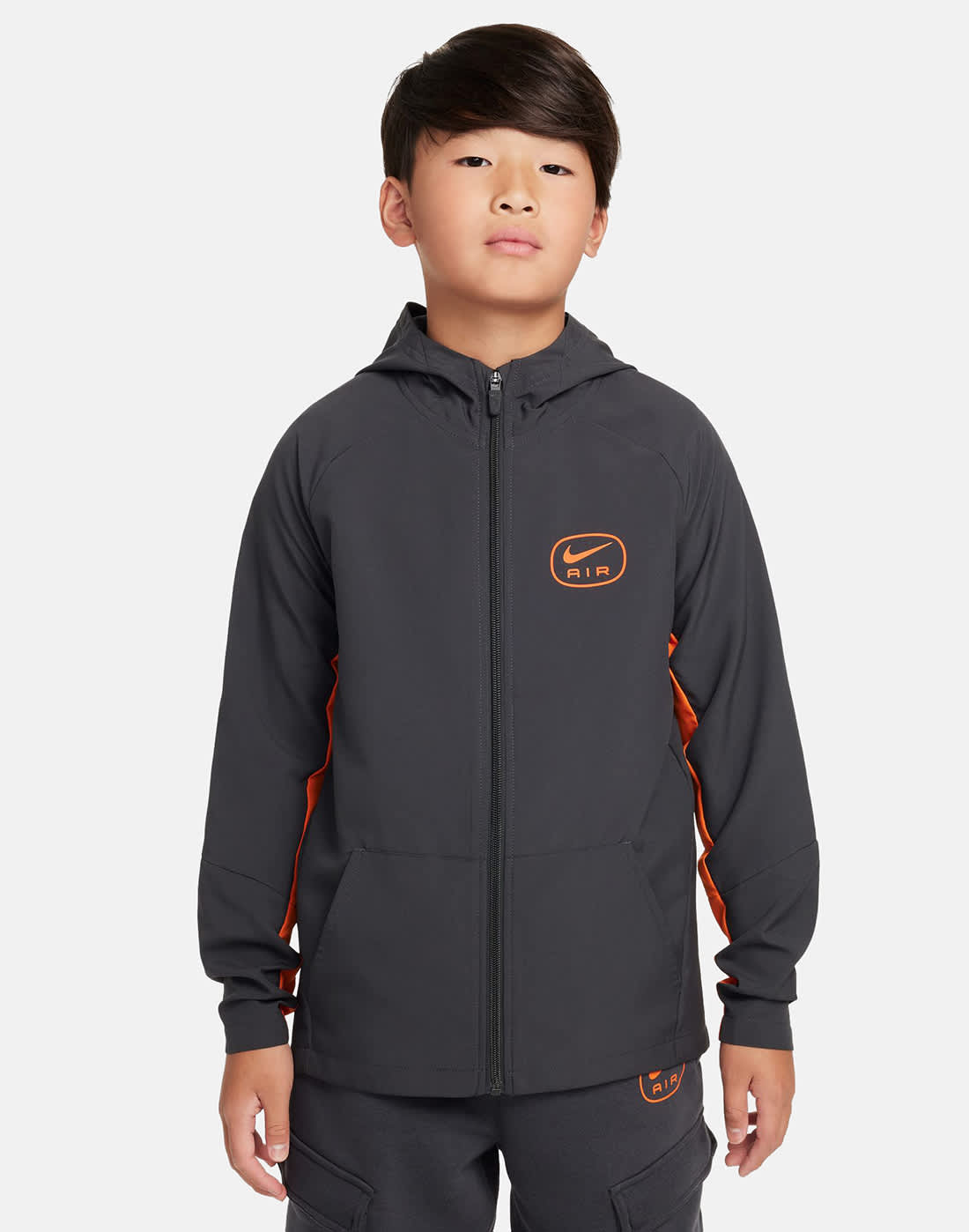 Nike Older Kids Swoosh Air Jacket in Grey/Orange