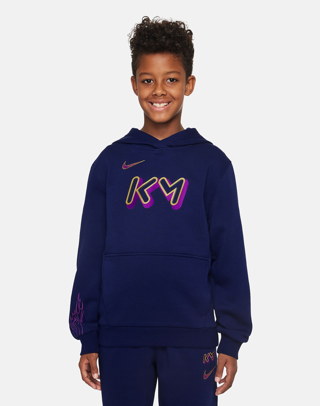 Nike Older Kids Mbappe Club Fleece Hoodie in Navy Blue/Purple | Small