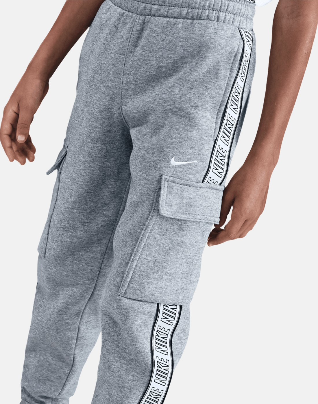 Nike Older Kids Repeat Club Cargo Pants in Grey/White | Medium | Fleece