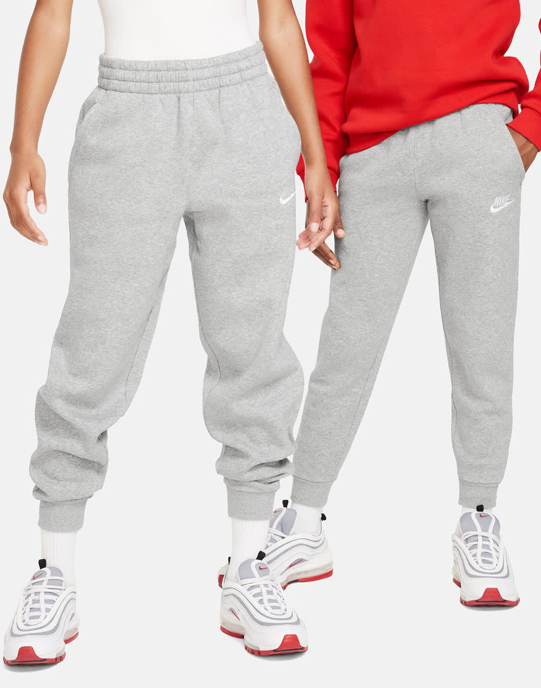 Nike Older Kids Club Fleece Joggers in Grey/White