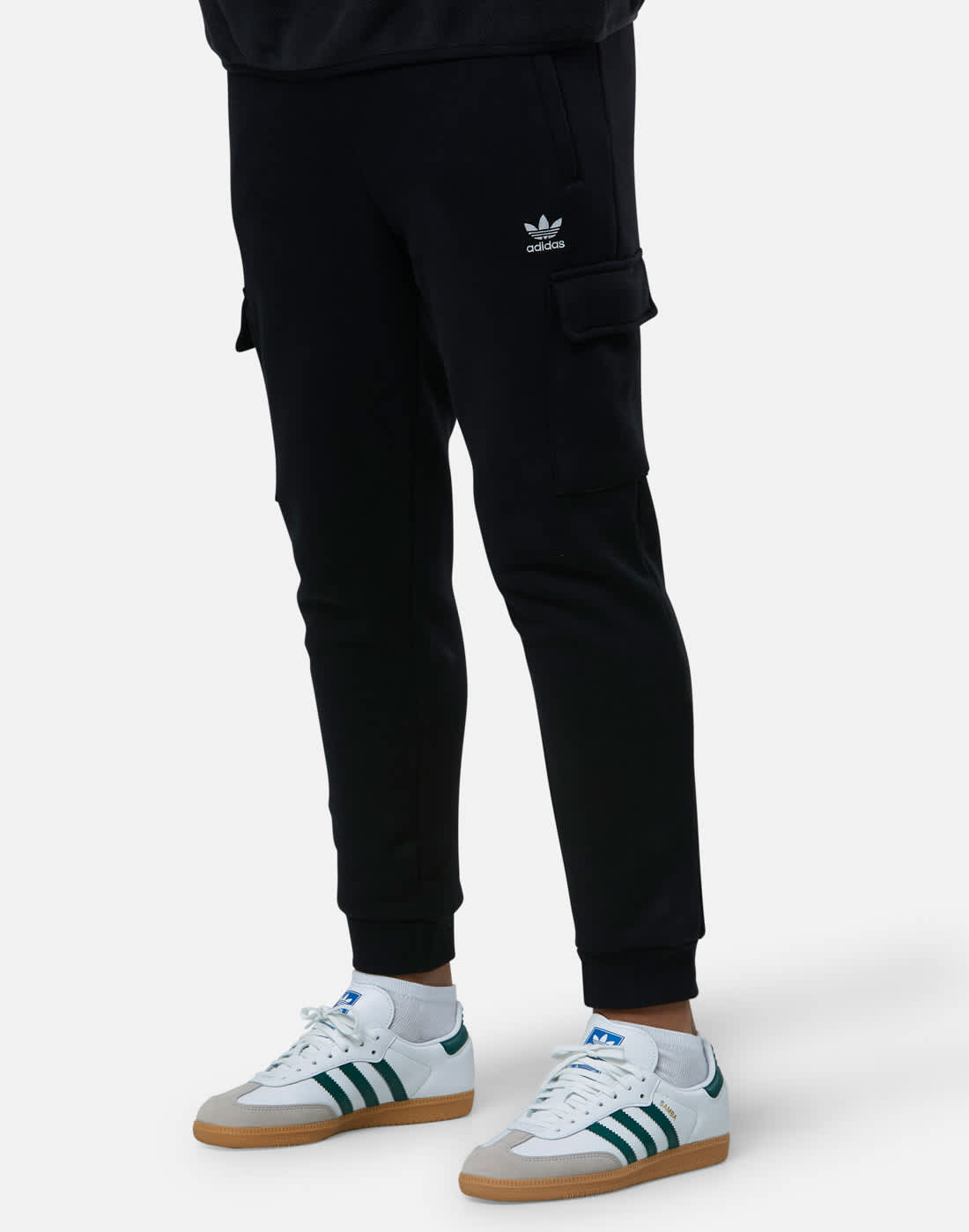 Adidas Originals Older Kids Fleece Cargo Pants in Black