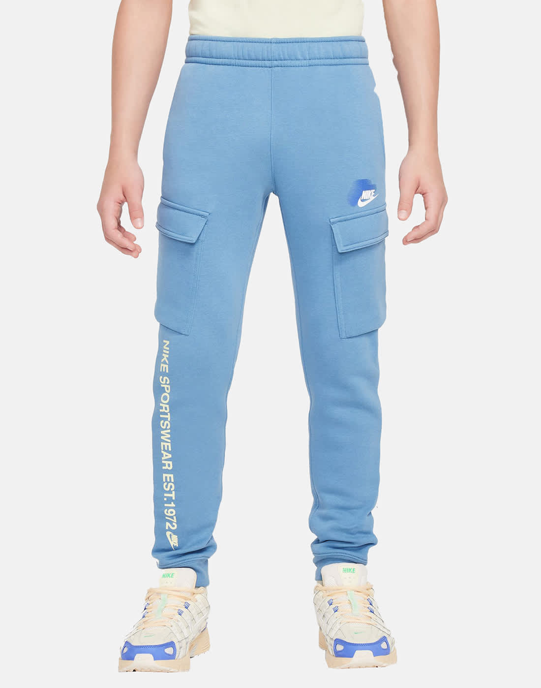 Nike Older Kids Sport Inspired Cargo Pants in Blue | Fleece