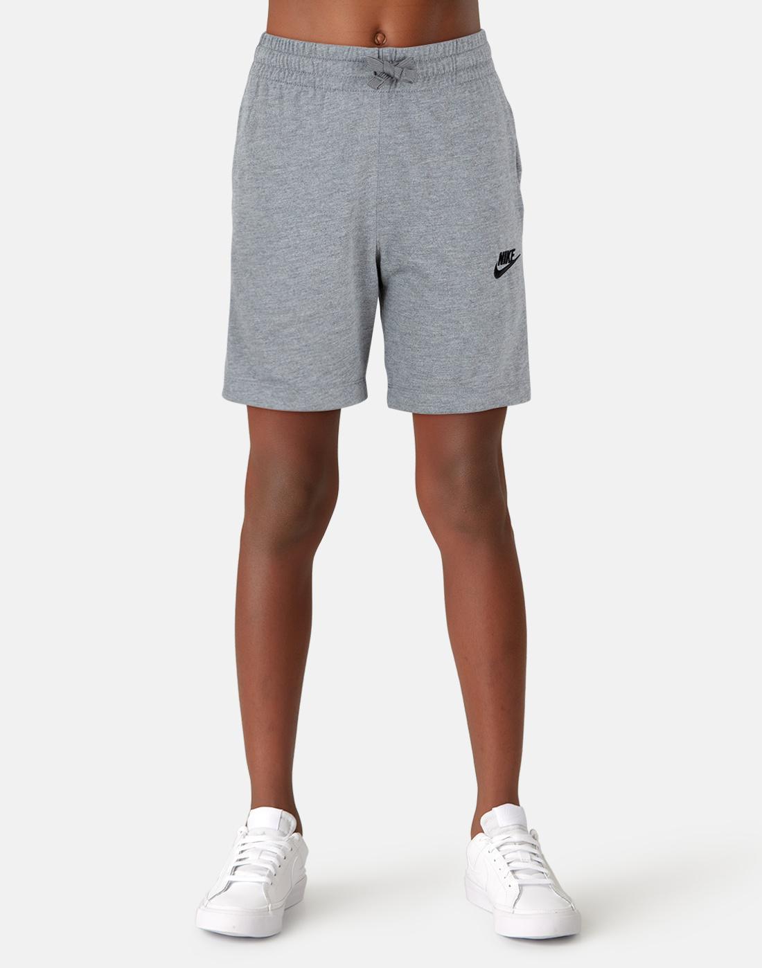 Nike Older Kids Jersey Shorts in Grey/Black | Small | Fleece