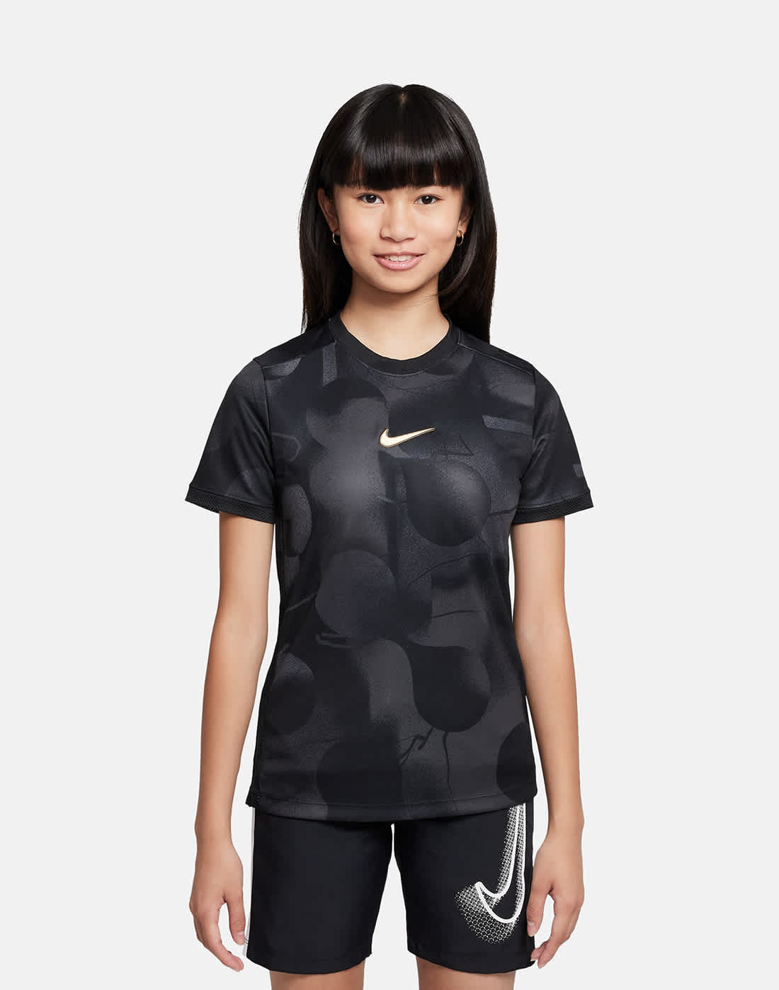 Nike Older Kids Academy T-Shirt in Black/White | Small | Polyester