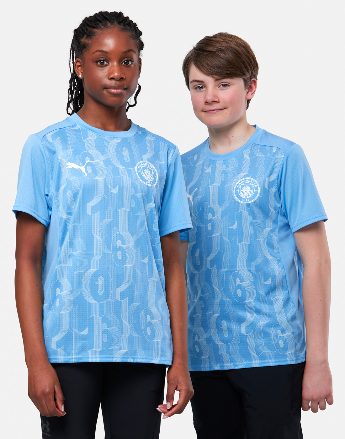 Kids' Puma Manchester City Pre Match T-Shirt in Blue/White