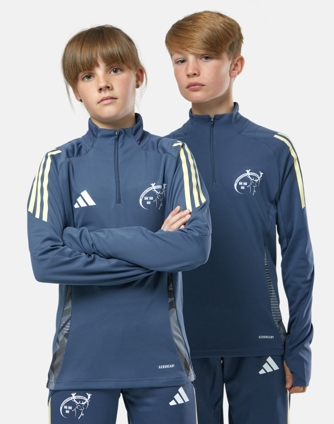 Kids' adidas Munster Training Half Zip Top Wh in Navy Blue