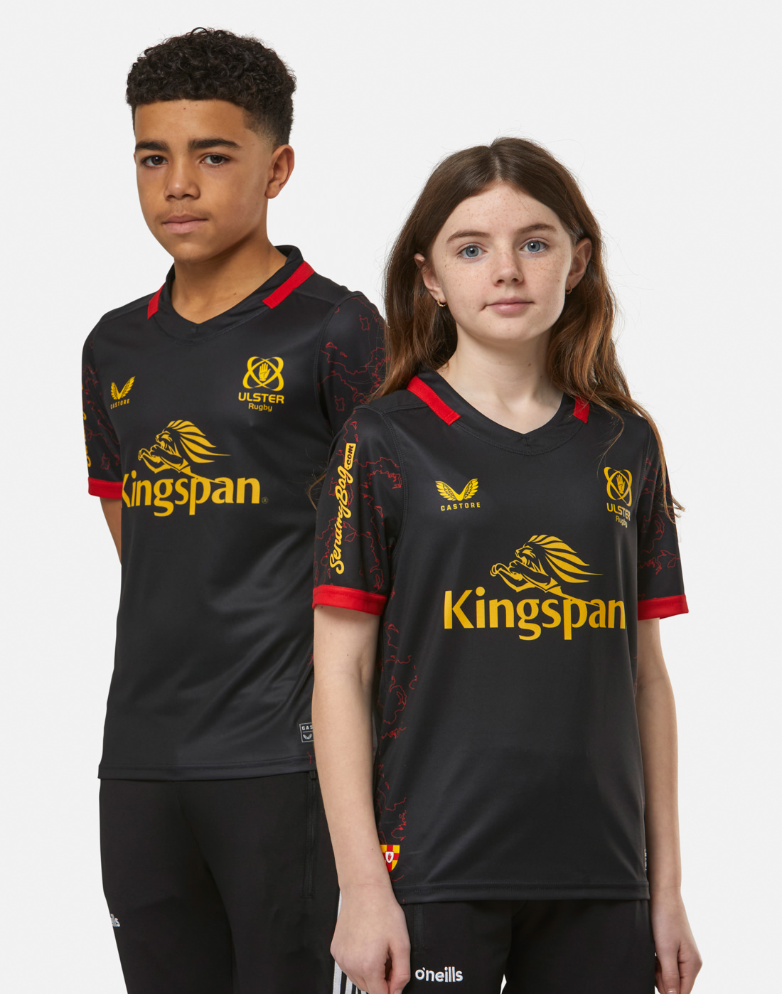 Kids' Castore Ulster European Jersey in Black/Red | XL