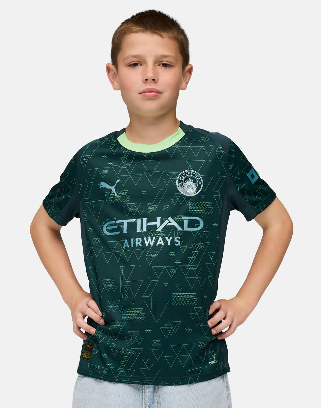 Kids' Puma Manchester City Fourth Jersey in Green | Large