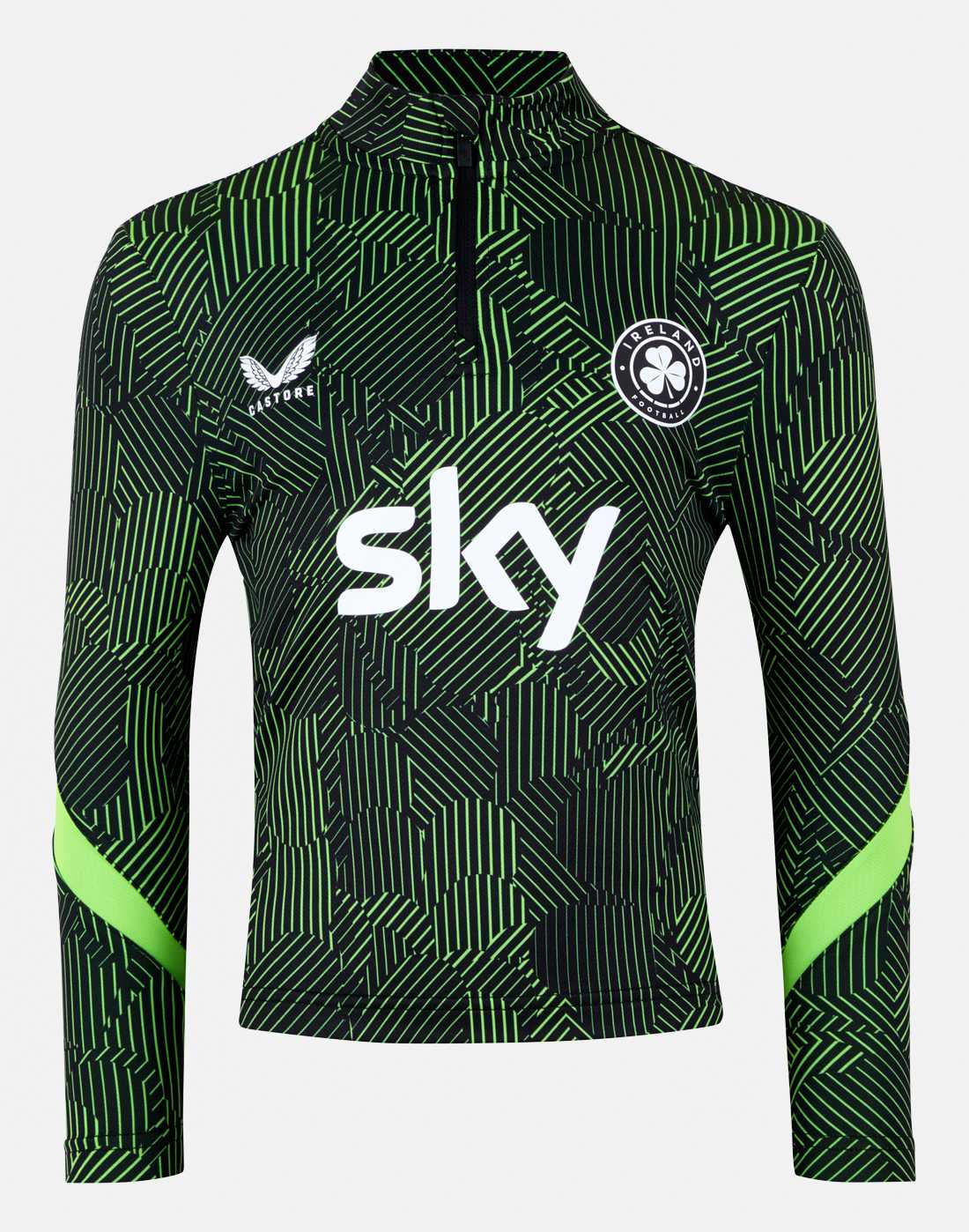 Kids' Castore Ireland Pre Match Half Zip Top in Black