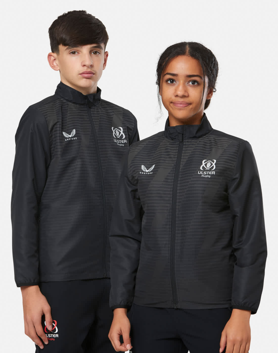 Kids' Castore Ulster Woven Pre Match Jacket in Black/Yellow | XL