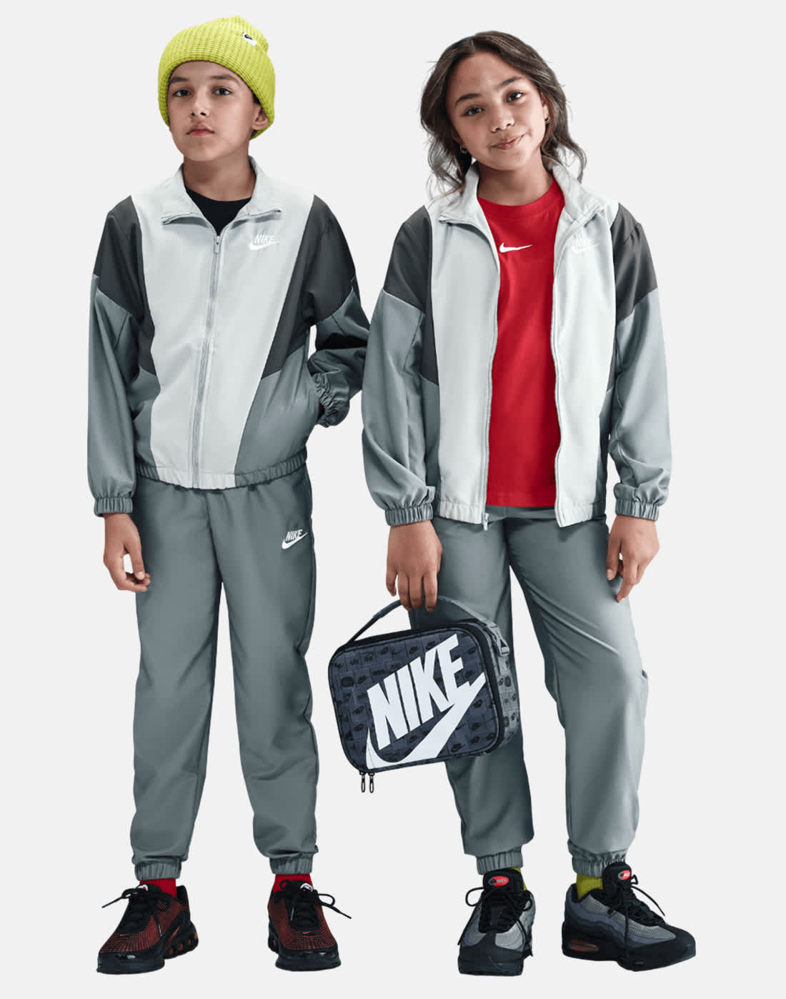Nike Older Kids Woven Tracksuit in Grey/White | XS | Polyester