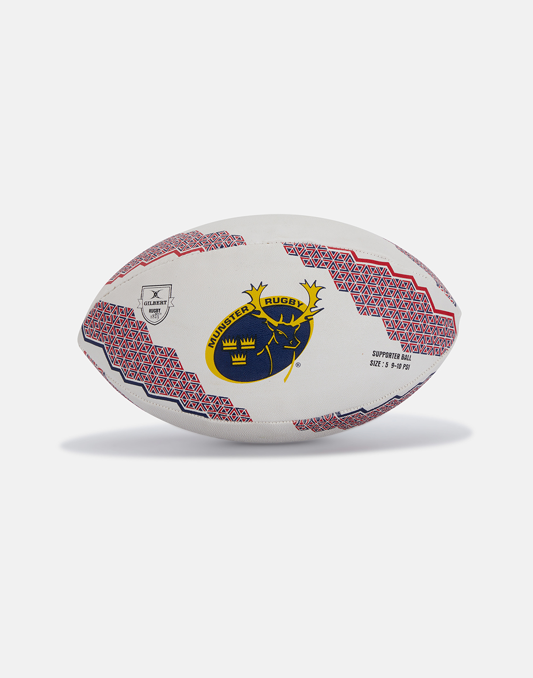 Gilbert Munster Supporters Rugby Ball in White/Red | Size 5