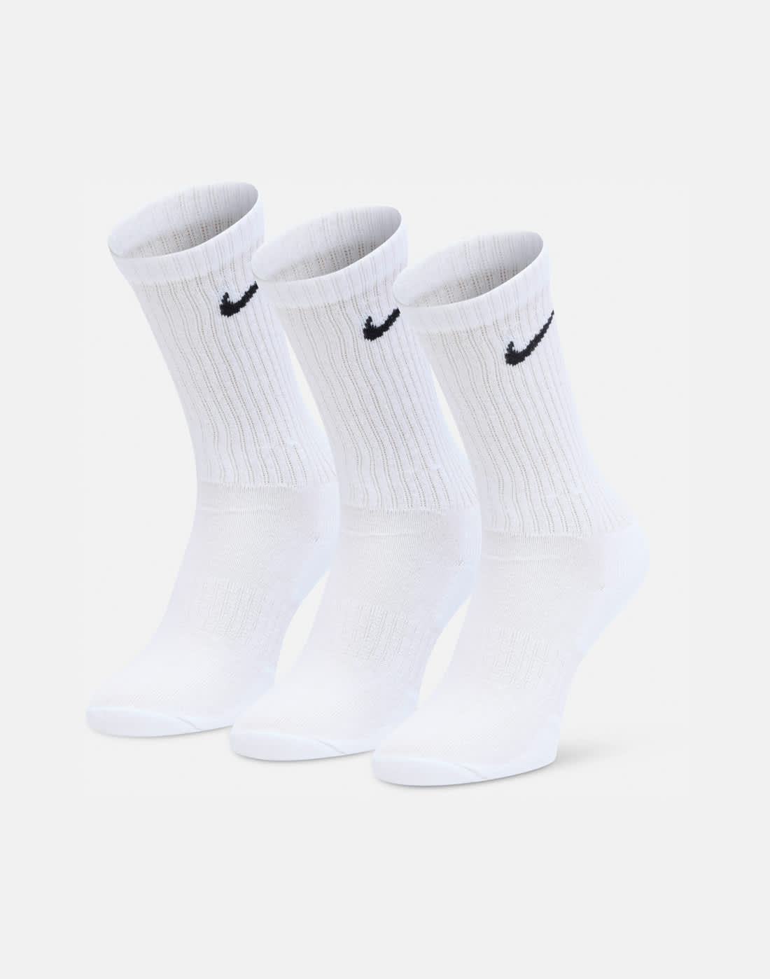 Nike Everyday 3-Pack Dri-Fit Cushion Crew Socks in White/Black | Cotton