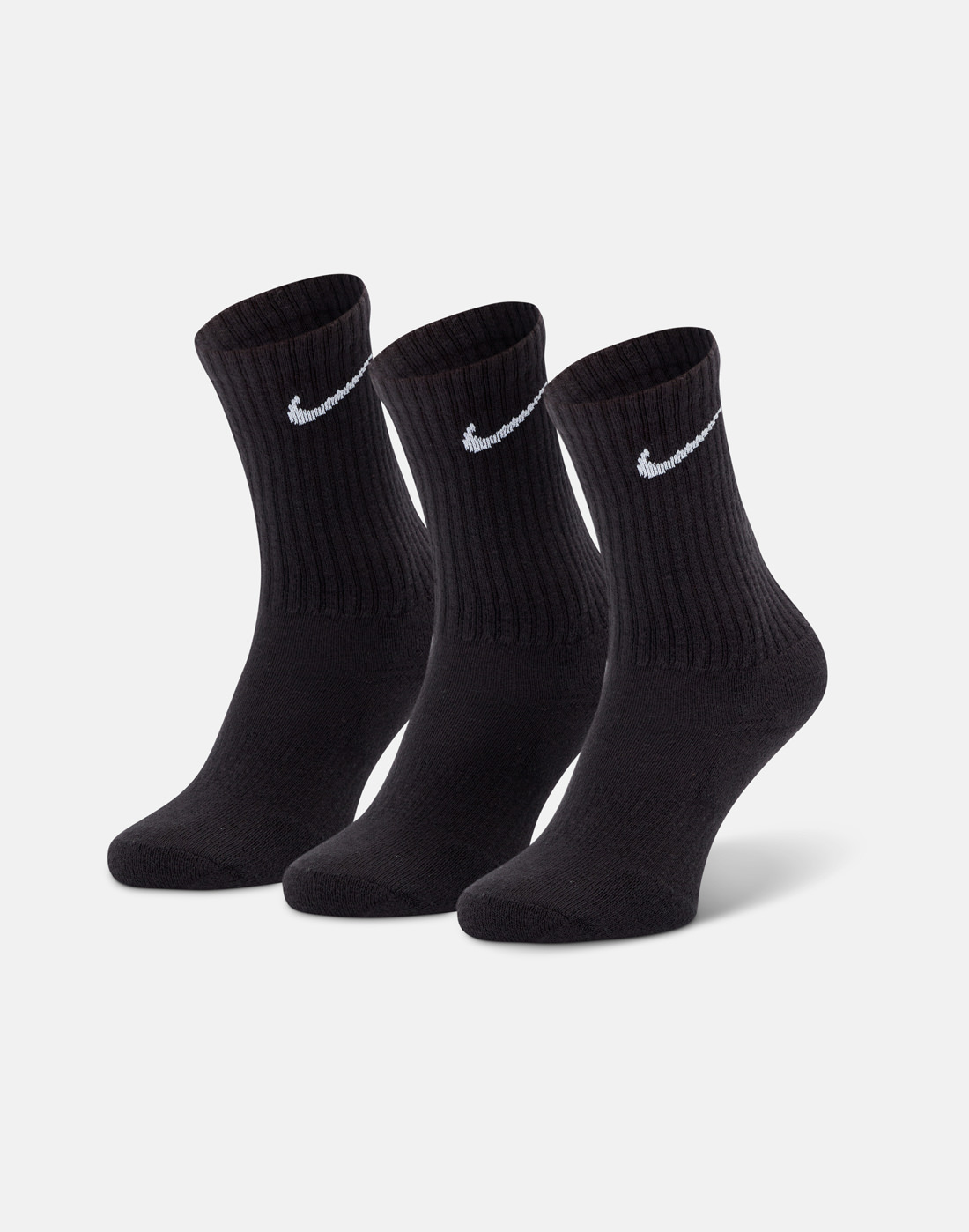 Nike Everyday 3-Pack Dri-Fit Cushion Crew Socks in Black/White | Size 5-8 | Cotton