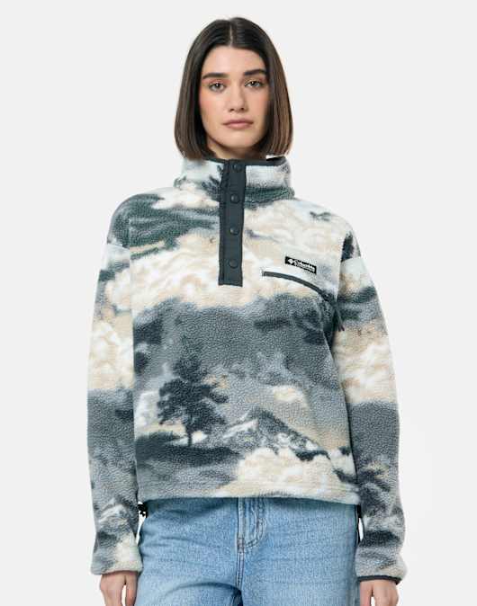 Womens Helvetia Cropped Half Snap Top