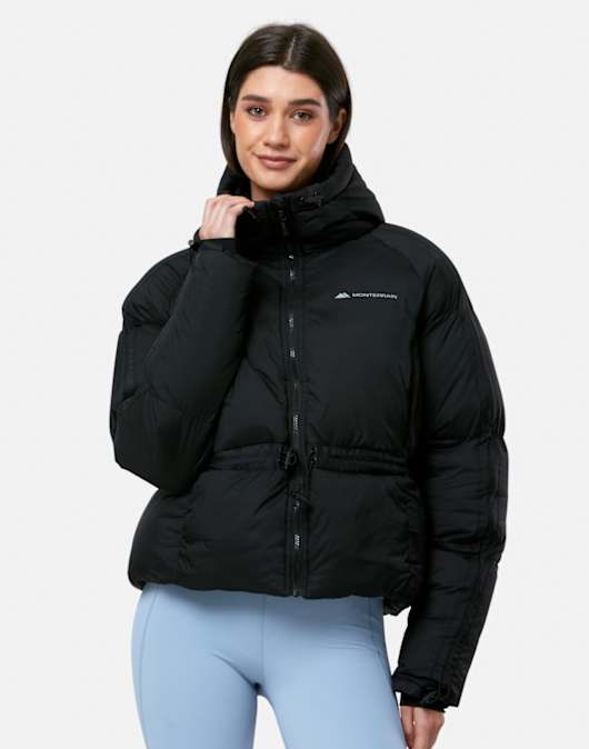 Womens Track Bungee Cropped Puffer Jacket