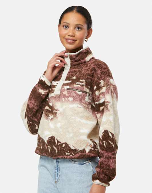 Womens Helvetia Cropped Half Snap Top