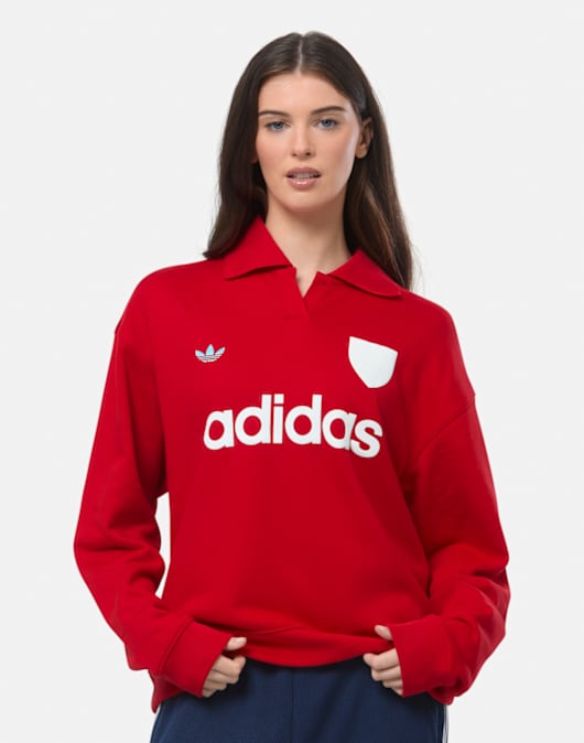 Womens Football Inspired Polo Neck Sweatshirt