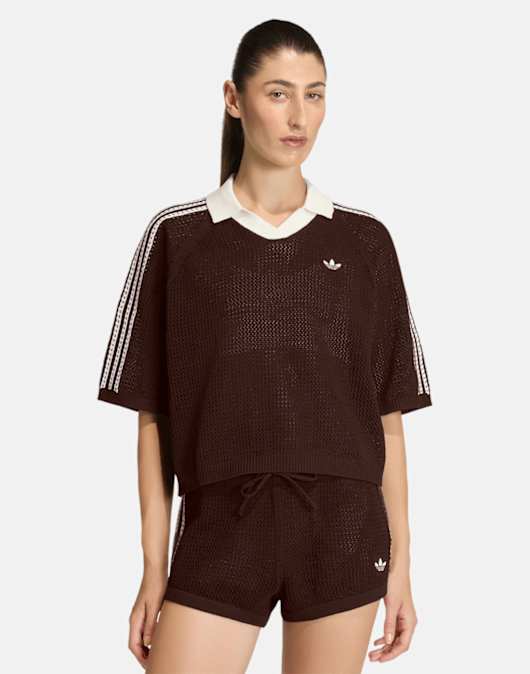 Womens Crochet Polo T-Shirt