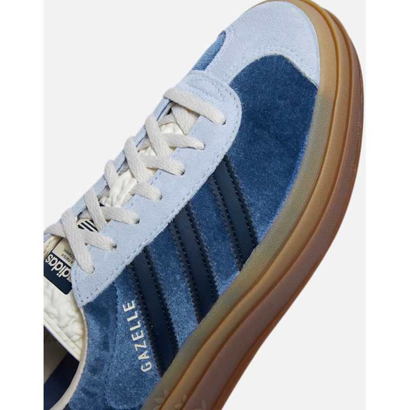 adidas gazelle silver green womens adidas Gazelle Indoor Shoes - Women's - Blue Fusion / Cloud White / Gold main image 0
