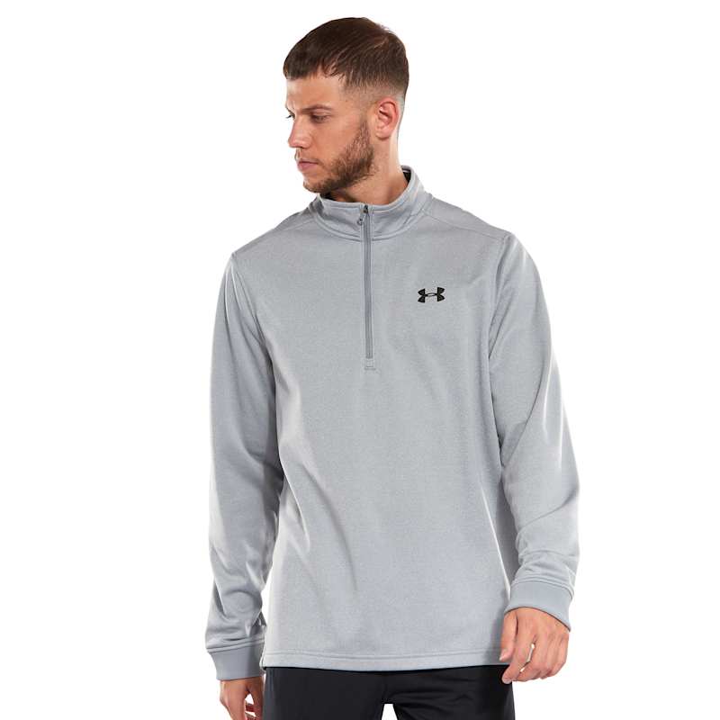 Under Armour Mens Armour Fleece Half Zip Top Grey Life Style