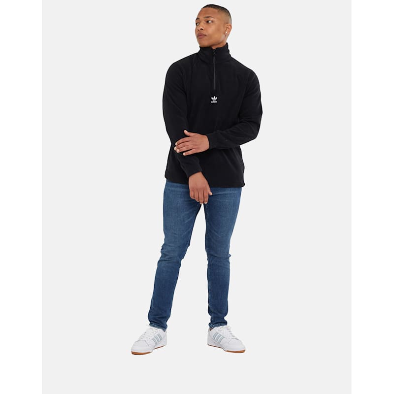 adidas Originals Mens Trefoil Half Zip Top - Black | Life