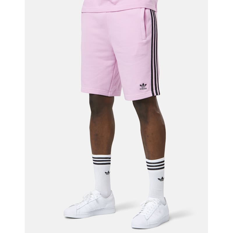 adidas Originals Mens Stripe Fleece Shorts WH Pink Life