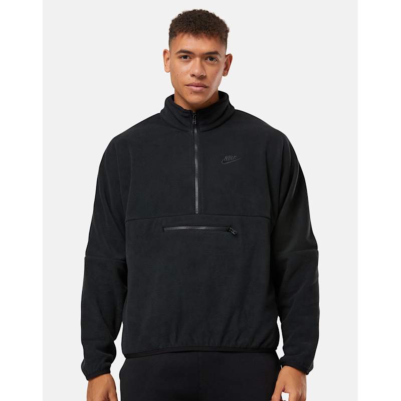 Nike Mens Club+ Half Zip Polar Fleece Black Life Style Sports IE