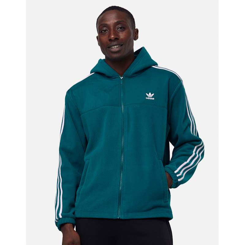 adidas Originals Mens Stripes Full Zip Polar Fleece Hoodie WH