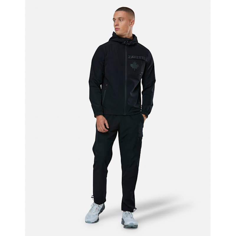 Zavetti Canada Mens Giotto Woven Full Zip Hoodie WH - Black | Life