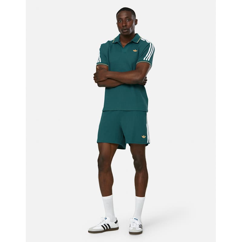 adidas Originals Mens Waffle Polo T-Shirt WH - Green | Life Style