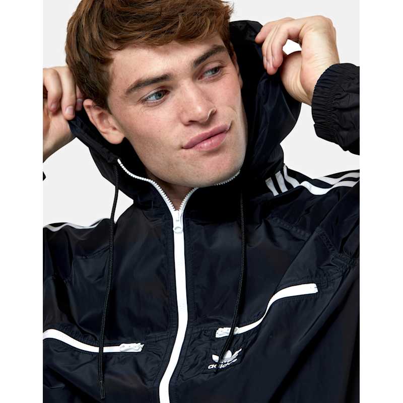 adidas Originals Mens 3 Stripe Windbreaker - Black | Life Style