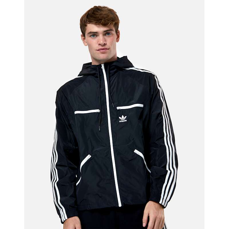 adidas Originals Mens 3 Stripe Windbreaker - Black | Life Style