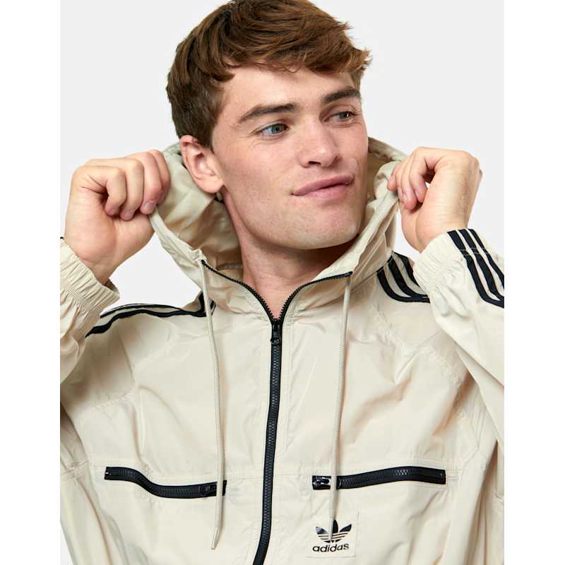 adidas Originals Mens 3 Stripe Windbreaker - Cream | Life Style