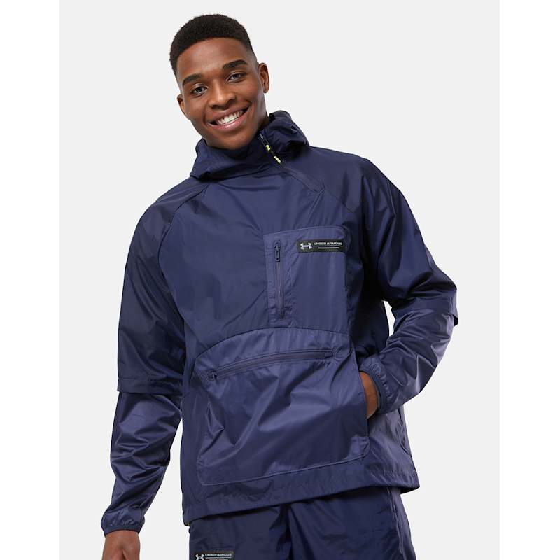 Under Armour Mens Rush Woven Anorak Jacket Blue Life Style