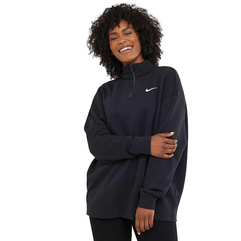 Nike Womens Quarter Zip Fleece Trend Half Zip Black Life Style