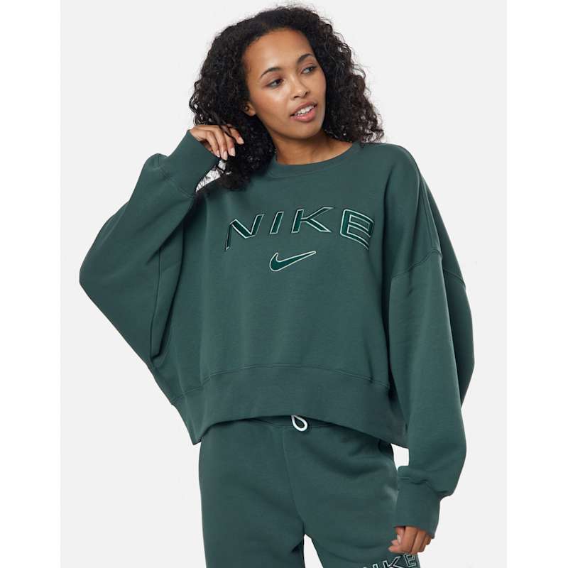 Nike Womens Phoenix Fleece Oversized Crew Neck Sweatshirt - Green