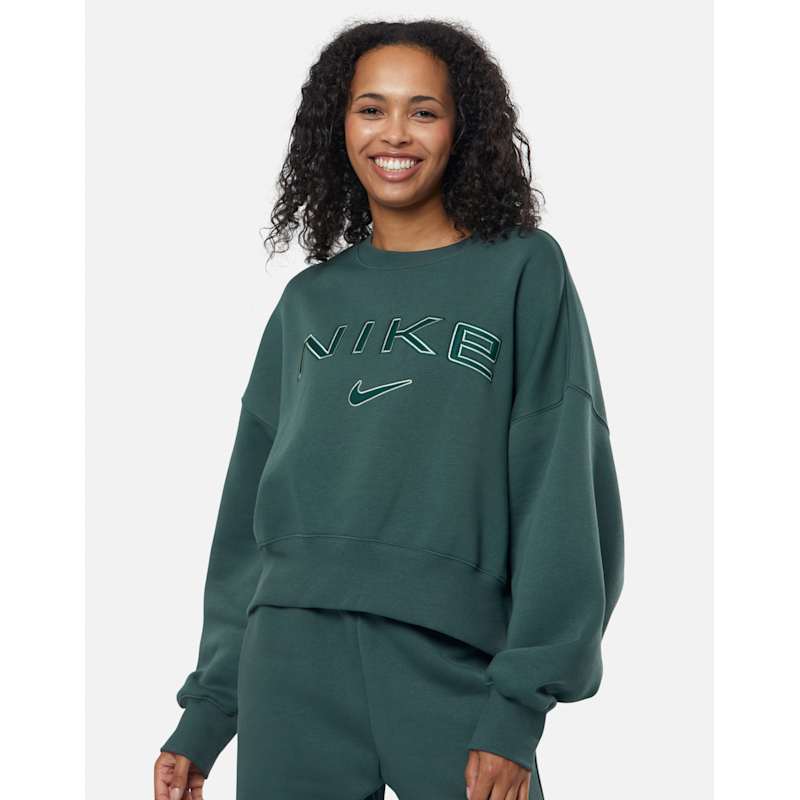 Nike Womens Phoenix Fleece Oversized Crew Neck Sweatshirt - Green