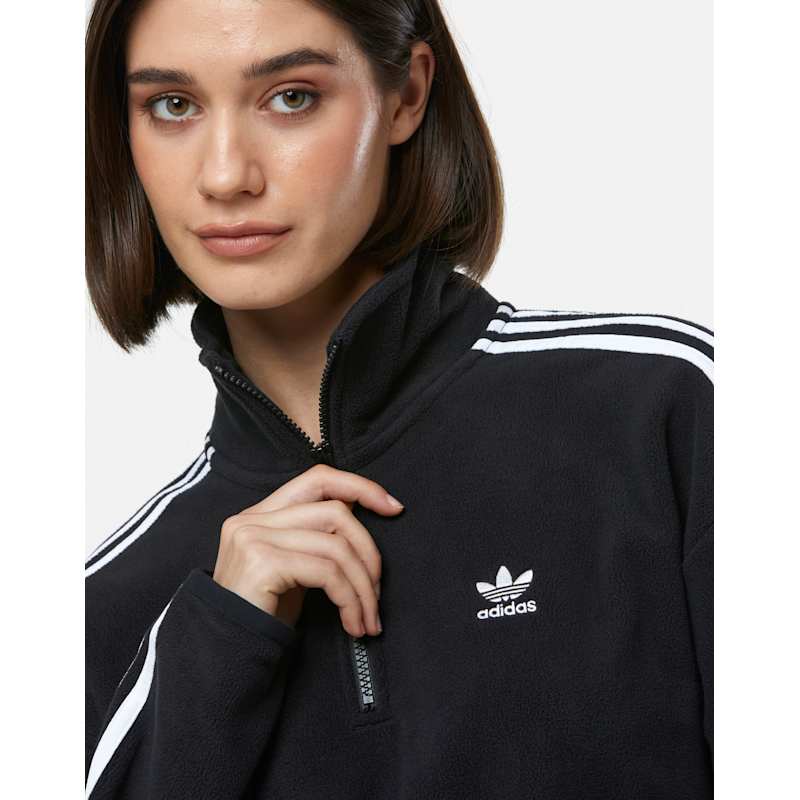 adidas Originals Womens Polar Fleece Half Zip Top WH Black