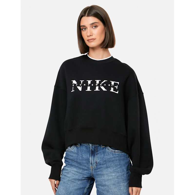Nike Womens Phoenix Fleece Crew Neck Sweatshirt Black Life