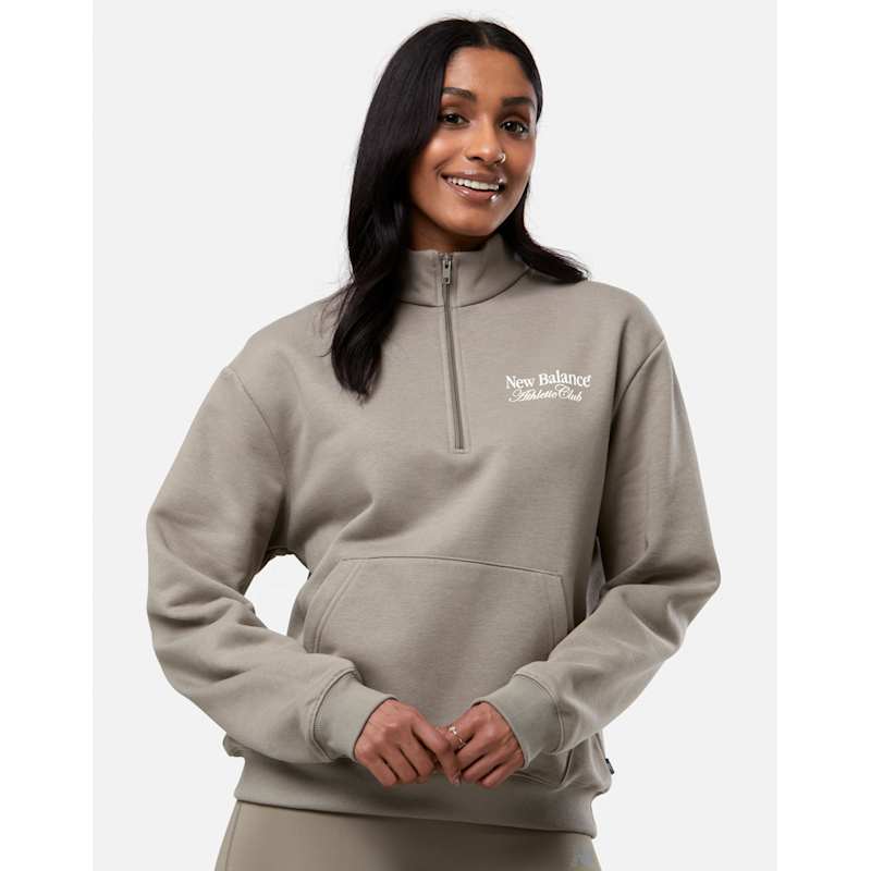 New Balance Womens Linear Heritage Half Zip Top - Brown